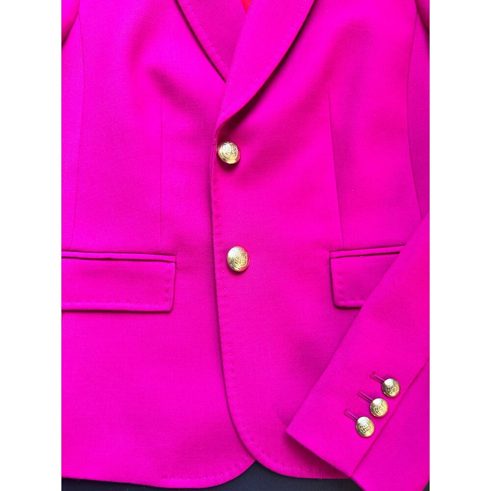 Talbots Women's Special Edition Fuschia Blazer Gold Accents 4 EUC - Picture 3 of 6